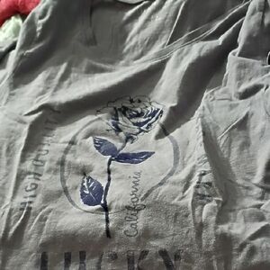 Lucky Brand Gray Tee with Blue Floral Design